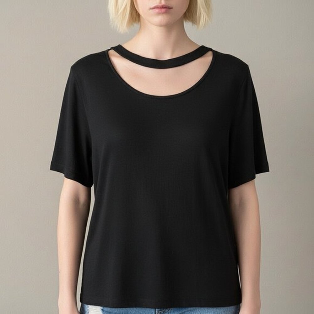 IRO Cashmere Blend Black Cut Out Sweater Top Size S